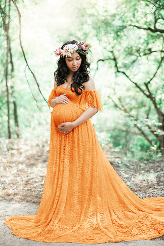 Lace Maternity Photography Dresses Off the Shoulder