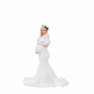 Chiffon Mermaid Elegant Maternity Photography Dresses Off The Shoulder