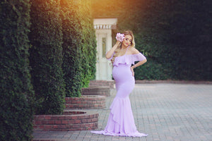 Chiffon Mermaid Elegant Maternity Photography Dresses Off The Shoulder