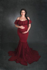 Chiffon Mermaid Elegant Maternity Photography Dresses Off The Shoulder