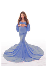 Load image into Gallery viewer, Cotton Elegant Maternity Photography Dresses Off The Shoulder Long Sleeve 2021