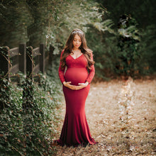 Load image into Gallery viewer, Lace Mermaid Maternity Photography Dresses V Neck Long Sleeve 2021