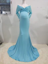 Load image into Gallery viewer, Lace Mermaid Maternity Photography Dresses V Neck Long Sleeve 2021