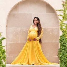Load image into Gallery viewer, Lace Cotton Maternity Photography Dresses 2021 V Neck Long Sleeve Elegant