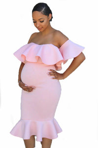 Satin Pregnant Photography Dresses Tea Length Ruffles 2021