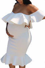 Load image into Gallery viewer, Satin Pregnant Photography Dresses Tea Length Ruffles 2021