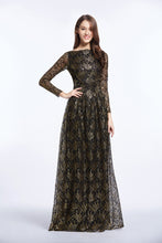 Load image into Gallery viewer, Lace Embroider Muslim Photography Dresses 3/4 sleeve Floor Length 2021