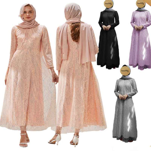Lace Muslim Photography Dresses Long sleeve Sequin 2021