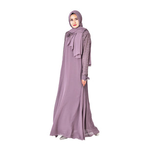 Chiffon Lace Muslim Photography Dresses 2021 3D Flower Long Sleeve Elegant Simple
