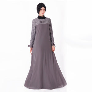 Chiffon Lace Muslim Photography Dresses 2021 3D Flower Long Sleeve Elegant Simple