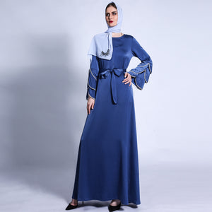 A Line Muslim Photography Dresses 2021 Long Sleeve Beaded Maxi Dress