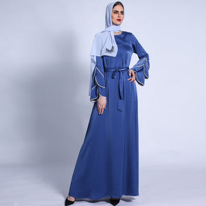 A Line Muslim Photography Dresses 2021 Long Sleeve Beaded Maxi Dress