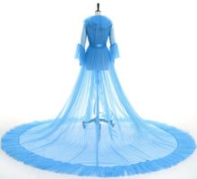 Load image into Gallery viewer, Tulle Sexy Photography Dresses 2021 Long Sleeve Court Train Illusion