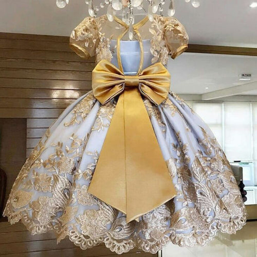 Lace Ball Gown Photography Dresses For Girls Princess Formal Prom Big Bowknot
