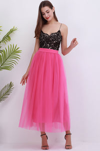 Tulle A-line Puffy Long Skirt with Pleats