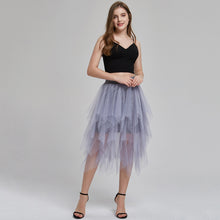 Load image into Gallery viewer, Asymmetry Tulle Knee-length Skirts A-line Puffy with Ruffles