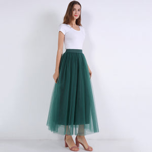 Tulle A-line Puffy Long Skirt with Pleats