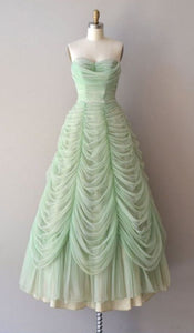 Princess Mint Prom Dress 2023 Ball Gown Strapless Tulle