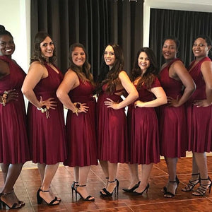 Burgundy Jersey Short Convertible Bridesmaid Dress Infinity Wrap Dress – AnnaCustomDress