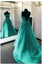 Load image into Gallery viewer, Prom Dress 2022 Ball Gown Green Lace Appliques Lace-up Back