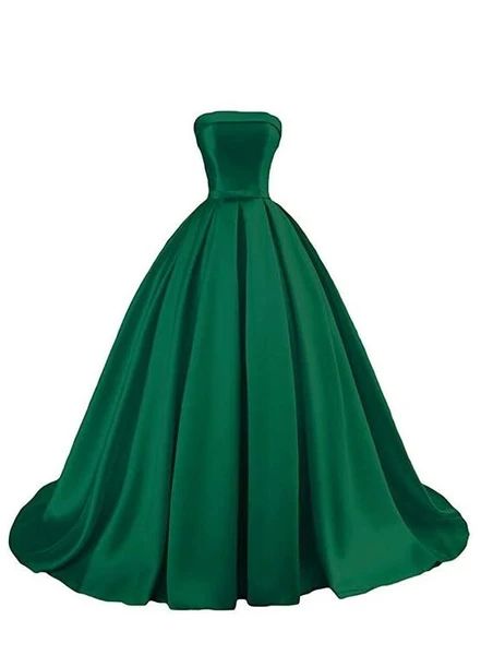Prom Dress 2022 Ball Gown Strapless Green Satin 22W / Custom Color Prom Dress 2022 Ball Gown Strapless Green Satin 22W / Custom Color