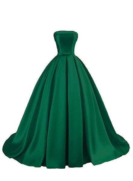 Prom Dress 2022 Ball Gown Strapless Green Satin