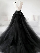 Load image into Gallery viewer, Prom Dress 2022 Black Lace Applique Tulle