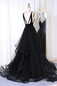 Prom Dress 2022 Black Tulle with Horsehair Hem