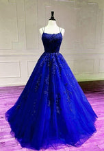 Load image into Gallery viewer, Blue Prom Dress 2022 Fairy Evening Dress with Corset Back
