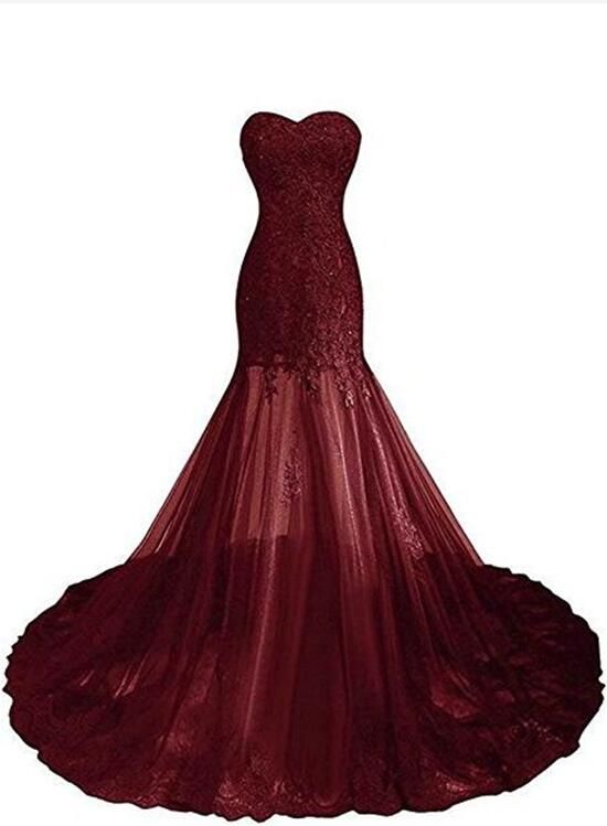 Black Girl Prom Dress 2022 Burgundy Lace Tulle Corset Back 10 / Custom Color Black Girl Prom Dress 2022 Burgundy Lace Tulle Corset Back 10 / Custom Color
