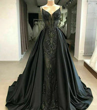 Load image into Gallery viewer, Prom Dress 2022 Black Pattern Sequin with Detachable Train