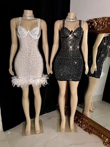 Black Girl Homecoming Dress 2022 Bodycon Harter Neck Short Spaghetti with Sequin