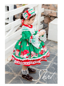 Christmas Green Long Sleeves Spanish Frilled with Lace Bow(s) Girls Lolita Dress