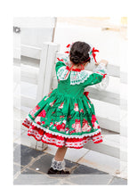 Load image into Gallery viewer, Christmas Green Long Sleeves Spanish Frilled with Lace Bow(s) Girls Lolita Dress