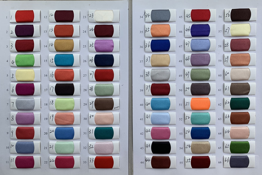 Satin Color Swatches for satin bridesmaid dresses & satin vests