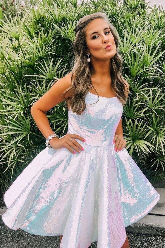 Pretty Homecoming Dress 2022 Short A Line Spaghetti with Pockets 2 / Custom Color Pretty Homecoming Dress 2022 Short A Line Spaghetti with Pockets 2 / Custom Color