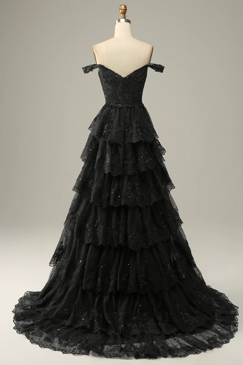 Black Prom Dress 2023 Off the Shoulder Cascading Ruffles AnnaCustomDress Black Prom Dress 2023 Off the Shoulder Cascading Ruffles AnnaCustomDress