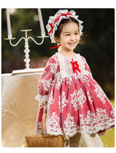 Load image into Gallery viewer, Renaissance Red Long Sleeves Jewel Neck Lace with Bow(s) Girls Lolita Dress