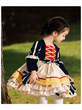 Load image into Gallery viewer, Girls Lolita Dress Renaissance Dark Blue Long Sleeves Jersey with Bow(s)
