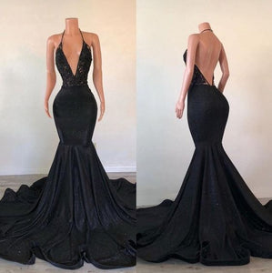 Black Prom Dress 2023 Mermaid/Trumpet Sexy Halter Neck Backless Velvet AnnaCustomDress Black Prom Dress 2023 Mermaid/Trumpet Sexy Halter Neck Backless Velvet AnnaCustomDress