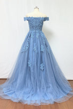 Load image into Gallery viewer, Plus Size Prom Dress 2023 A-line Elegant Off the Shoulder Lace Tulle with Appliques Pleats