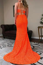 Load image into Gallery viewer, Two piece Prom Dress 2023 Spaghetti Straps Sequin with Slit