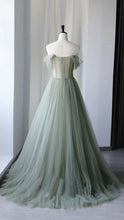 Load image into Gallery viewer, Fairy Prom Dress 2023 Off the Shoulder Tulle with Pleats