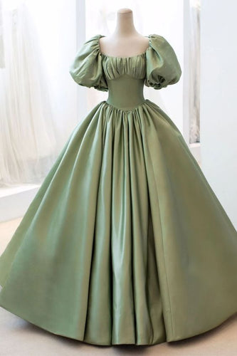 Puffy Prom Dress 2023 for Women Princess Ball Gown Square Neck Satin with Pleats