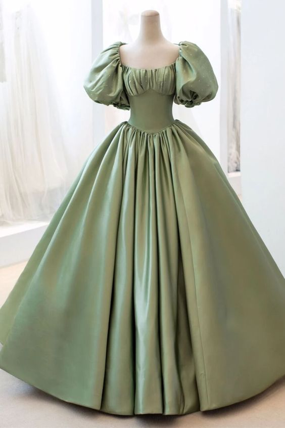 Puffy Prom Dress 2023 for Women Princess Ball Gown Square Neck Satin with Pleats 2 / Blue Puffy Prom Dress 2023 for Women Princess Ball Gown Square Neck Satin with Pleats 2 / Blue