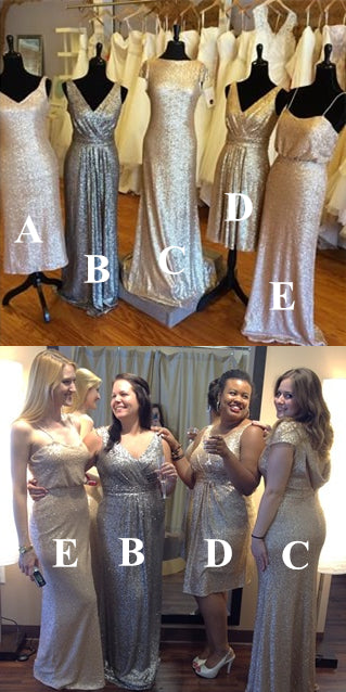 Sequin Bridesmaid Dress 2021 Mismatched Wedding Party Dresses