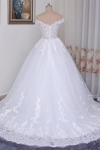 Ball Gown Wedding Dresses Off Shoulder Sweep/Brush Train See-Through Vintage Elegant with Appliques 2021