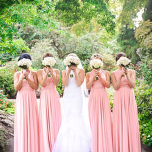 Load image into Gallery viewer, Pink Jersey Long Convertible Bridesmaid Dress Infinity Wrap Dress