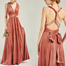 Load image into Gallery viewer, Velvet Convertible Dress Dusty Coral Bridesmaid Dress