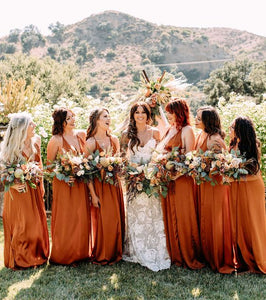 Burnt Orange Chiffon Long Bridesmaid Dress 2020 Criss Cross Back AnnaCustomDress Burnt Orange Chiffon Long Bridesmaid Dress 2020 Criss Cross Back AnnaCustomDress